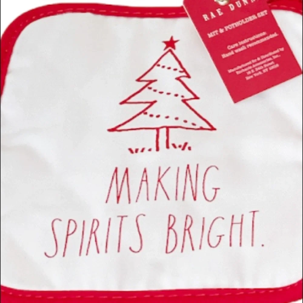 NEW Rae Dunn JOY TO THE WORLD Mitt/MAKING SPIRITS BRIGHT Potholder Set